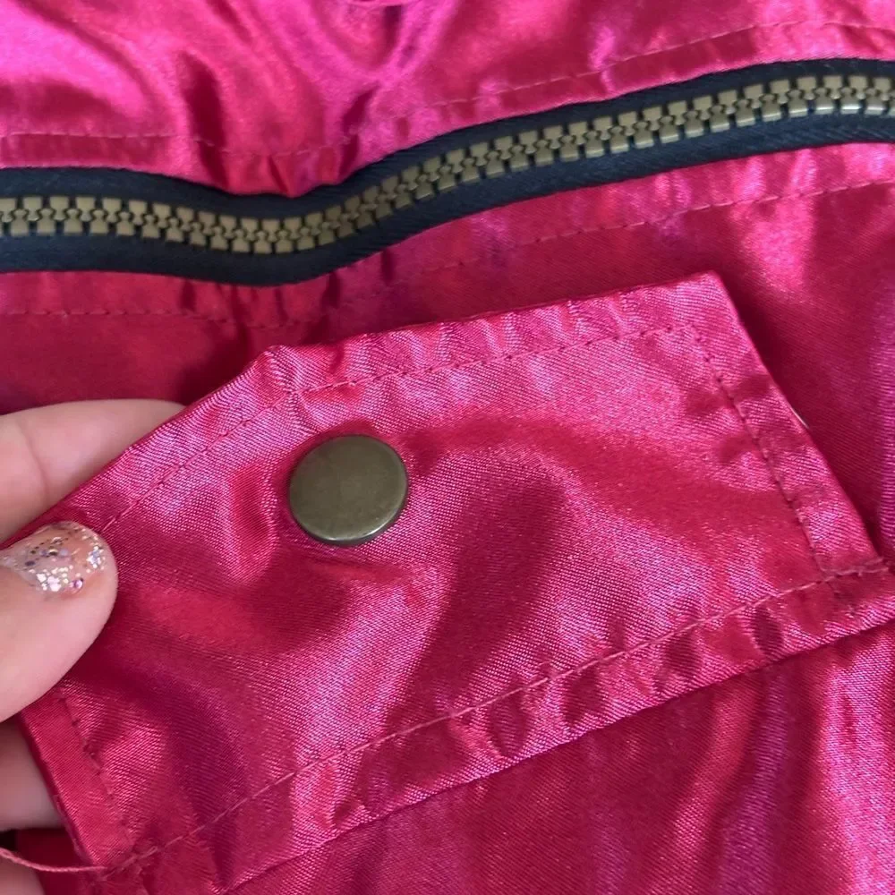 Red Satin Dog Bomber Jacket